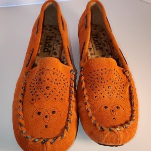 Mudd Women's size 10 M Orange suade studded slip on loafer shoes